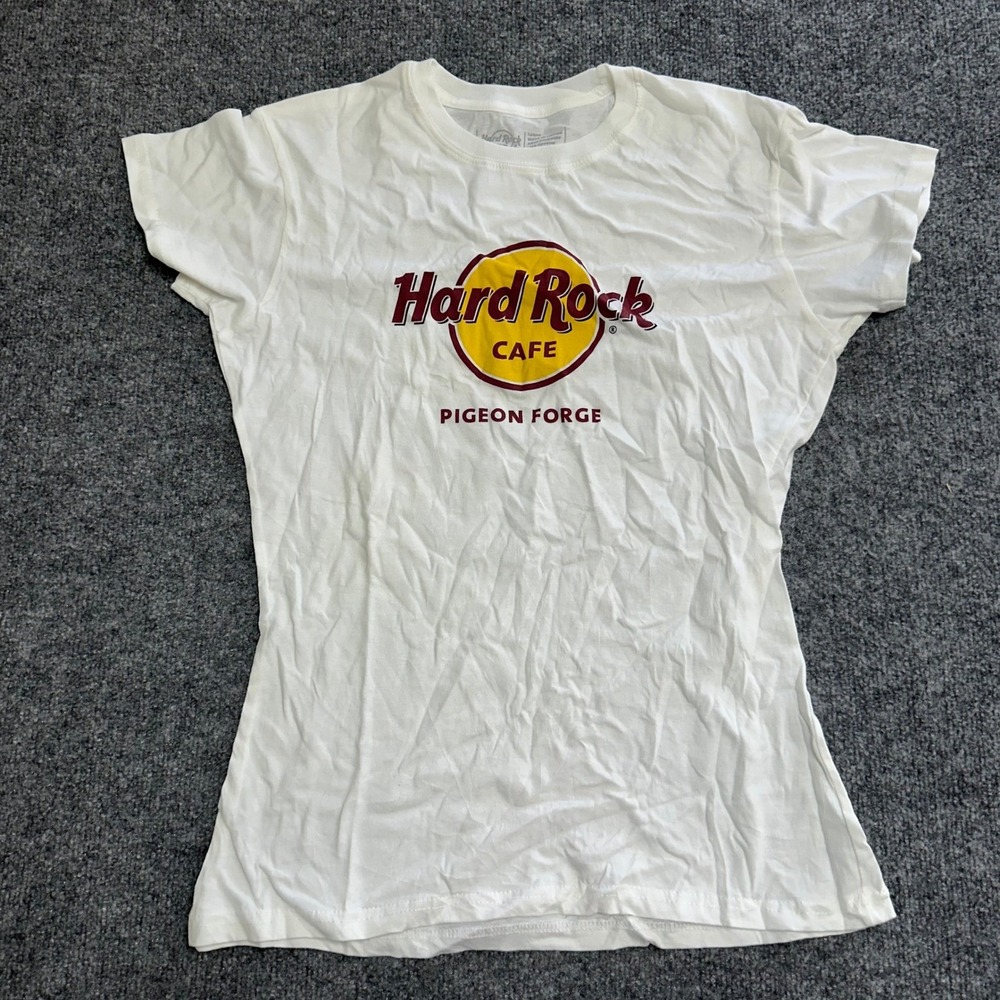 Hard Rock Cafe T-Shirt Womens Size Large White Pigeon Forge Graphic Cotton Tee